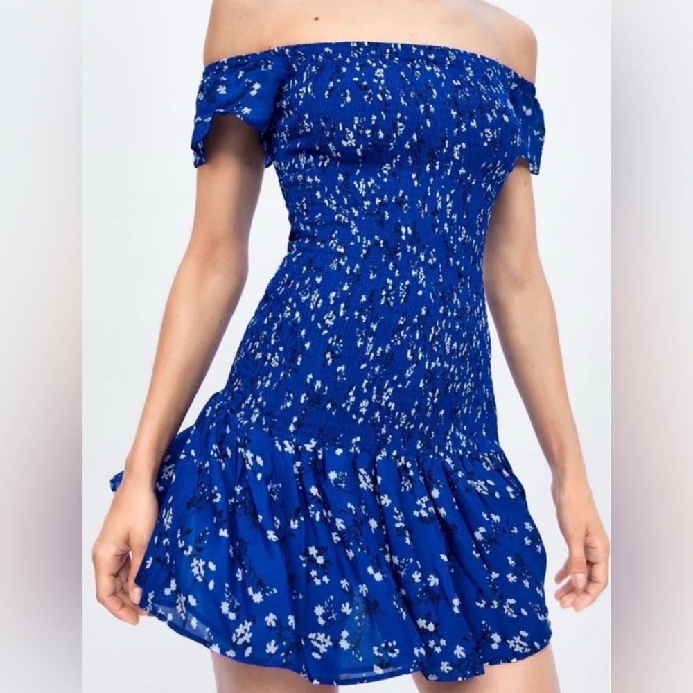 Zara Royal Blue Floral Mini Dress